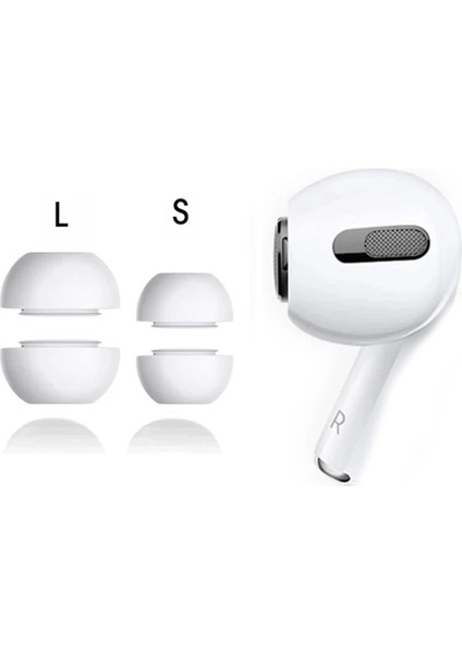 Airpod Pro Için 2 Çift Yedek Silikon Kulaklık Ucu S / L Gürültü Engellemeli Tıkaç - FC251
