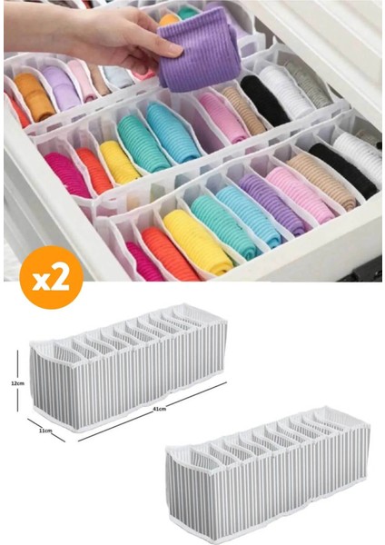 Esti 2 Adet - 11 Gözlü Çekmece Içi Akordiyon Organizer - Medium