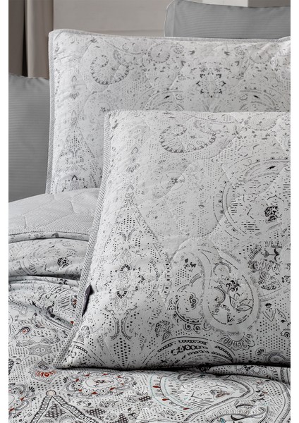 Opava Gri Mood Comfort Çift Kişilik Pamuk Yatak Örtüsü Seti