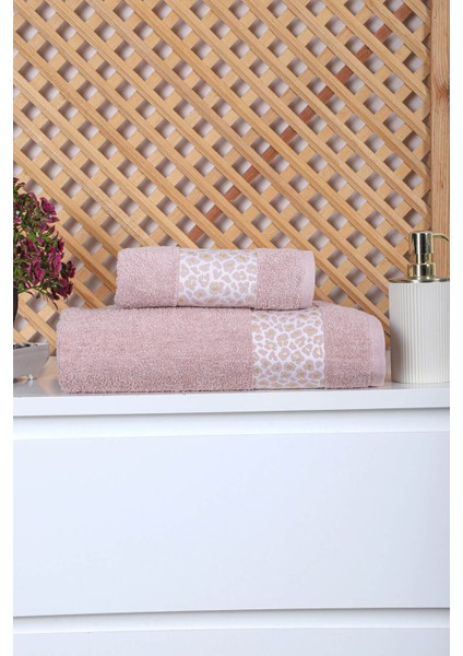 2 Parça Jakarlı Kadın-Erkek Banyo Havlu Takımı Leo 90X150 cm