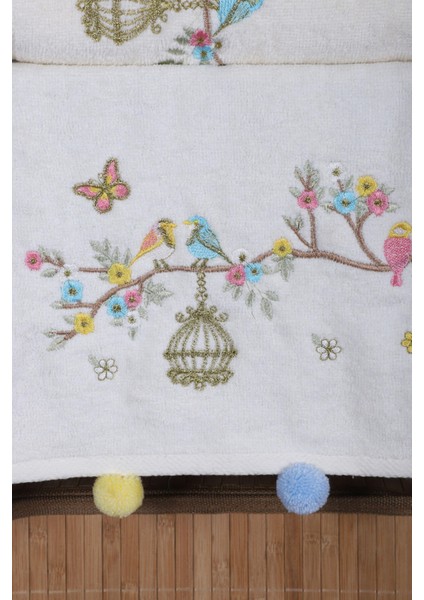 6 Lı Kuş Nakışlı El Yüz Havlu Seti Ponponlu Hediyelik Çeyizlik El Yüz Havlu Takımı 50 x 90 cm modelleri