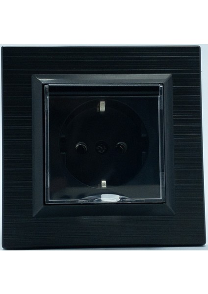 Vsn Ovivo Quantum Metalik Siyah Kapaklı Priz+Antrasit Tekli Çerçeve