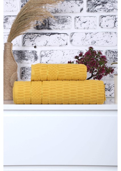 2 Parça Jakarlı Renkli Kadın-Erkek Banyo Havlu Takımı 90X150 cm