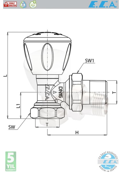 Eca 1/2 Köşe Radyatör Valfi 2 Adet Rv3 Petek Havlupan Vanası  602120641