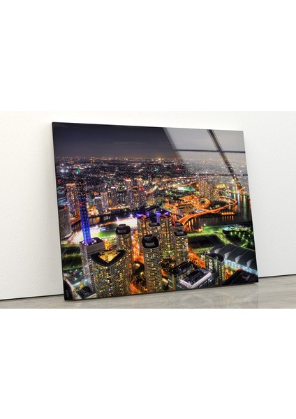 Yokohama Şehri Temperli Cam Duvar Tablosu fiyatları