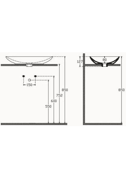 Sistemay Tezgah Üstü Lavabo 60 cm