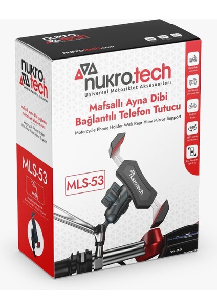Mls-53 Mafsallı Ayna Bağlantılı Motosiktutuculet Telefon