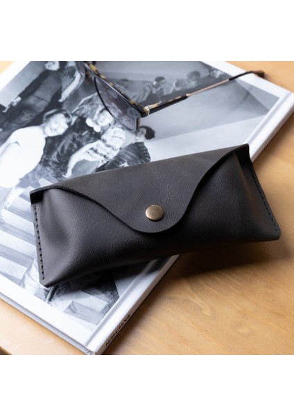 Elm Hakiki Deri Gözlük Kılıfı, El Yapımı Gözlük Kılıfı, Siyah Deri modelleri