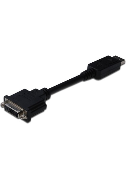 DisplayPort (DP) DVI-I Adaptörü, Kablolu, DP Erkek - DVI-I (24+5) Dişi, 0.15 metre, kilit mekanizmalı, DP 1.2 uyumlu UL, siyah renk