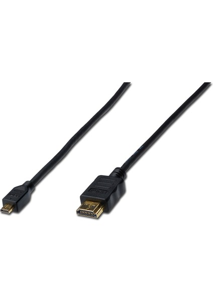 HDMI High Speed with Ethernet Bağlantı Kablosu (HDMI 1.4), 2160p, 4K, HDMI Tip D (mikro) Erkek - HDMI Tip A Erkek, 2 metre, CU, AWG30, 3x zırhlı, UL, altın kaplama, siyah renk