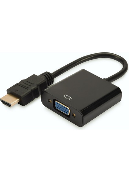 HDMI VGA Çevirici Adaptör, Giriş: HDMI A erkek, 3,5mm audio dişi, Çıkış: VGA dişi, siyah renk