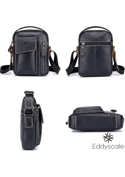 Erkek Deri Omuz Çantası Iş Messenger Crossbody Casual Tote Çanta Sling Seyahat Çantası (Yurt Dışından)