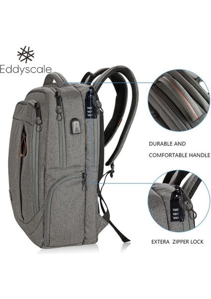 17.3 Inç Laptop Sırt Çantası, USB Şarj Portu ile Rahat Seyahat / Iş / Kolej / Kadın / Erkekler Için Su Geçirmez Sırt Çantası (Yurt Dışından)