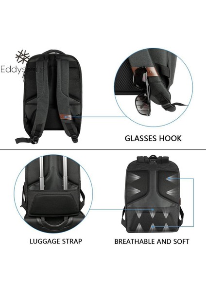 17.3 Inç Laptop Sırt Çantası, USB Şarj Portu ile Rahat Seyahat / Iş / Kolej / Kadın / Erkekler Için Su Geçirmez Sırt Çantası (Yurt Dışından)