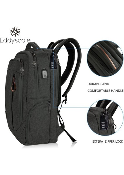 17.3 Inç Laptop Sırt Çantası, USB Şarj Portu ile Rahat Seyahat / Iş / Kolej / Kadın / Erkekler Için Su Geçirmez Sırt Çantası (Yurt Dışından)