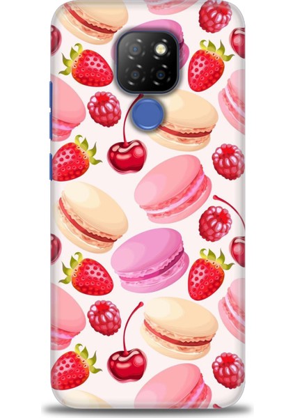 General Mobile Gm 20 Kılıf Hd Baskılı - Makaron ve Çilekler