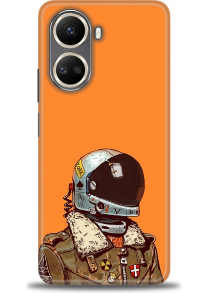 Realme C55 Kılıf Hd Baskılı - Turuncu Astronot