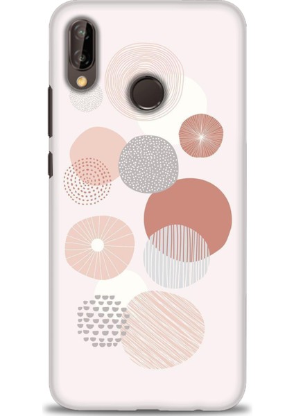 Huawei P20 Lite Kılıf Hd Baskılı - Pembe Daireler