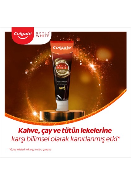 Optic White Kahve, Çay ve Tütün Kullananlar için Diş Macunu 125 ml, 360 Visible White Orta Diş Fırçası, Optic White Ağız Bakım Suyu 250 ml