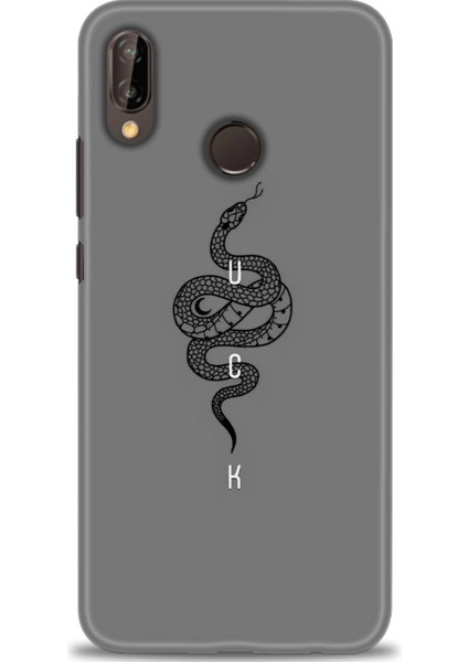Huawei P20 Lite Kılıf Hd Baskılı - Siyah Yılan