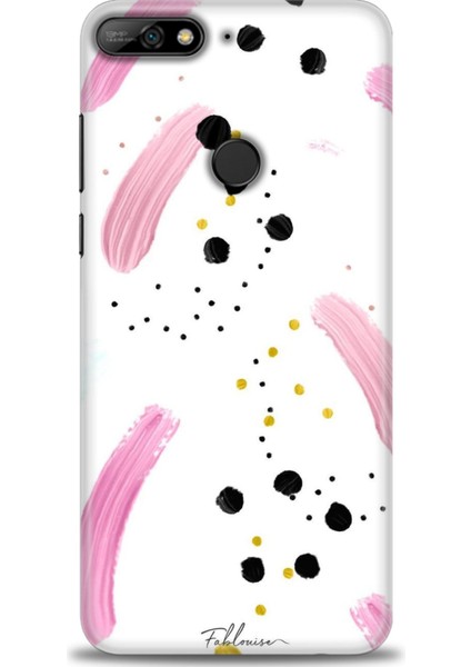 Huawei Y7 2018 Kılıf Hd Baskılı - Pembe ve Benekler