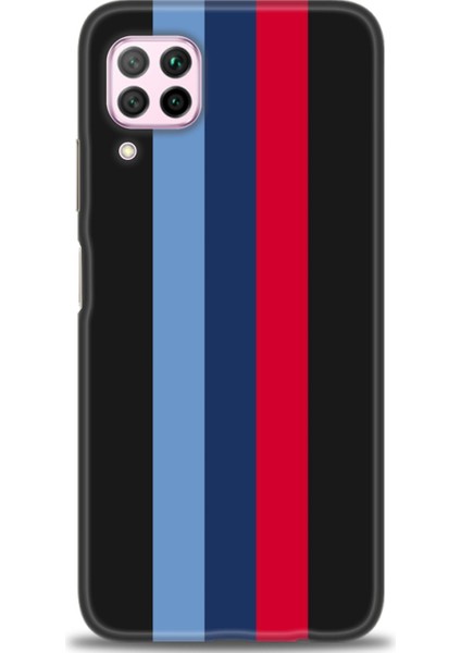 Huawei P40 Lite Kılıf Hd Baskılı - Bordo Mavi Çubuklar