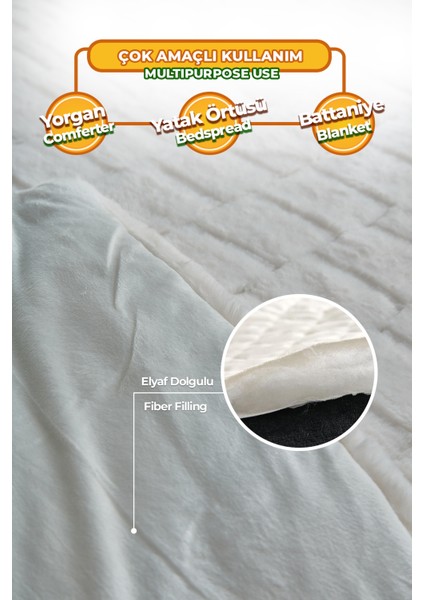 Çift (Taraflı) Kişilik Kürk Yorgan Uyku Seti Yumuşak Dolgulu Wellsoft Peluş 3 Parça Benita fırsatları