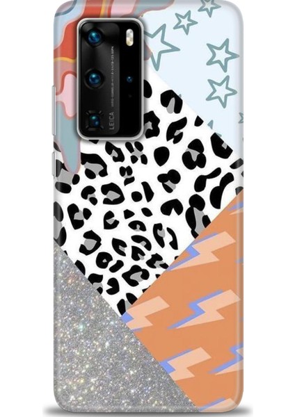 Huawei P40 Pro Kılıf Hd Baskılı - Leopar ve Şimşekler