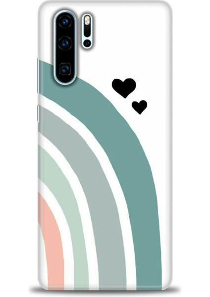 Huawei P30 Pro Kılıf Hd Baskılı - Gökkuşağı ve Kalpler