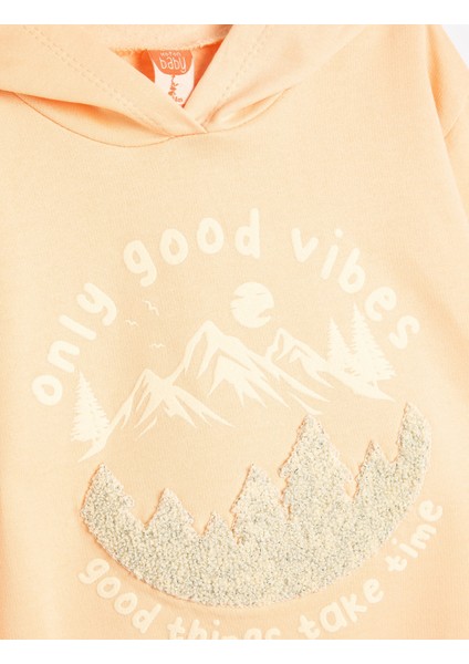 Kids Kız Bebek Kapşonlu Sweatshirt Baskı ve Aplike Detaylı Uzun Kollu modelleri