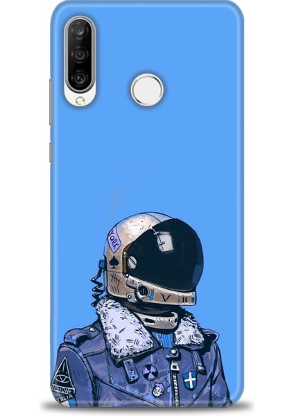 Huawei P30 Lite Kılıf Hd Baskılı - Mavi Astronot