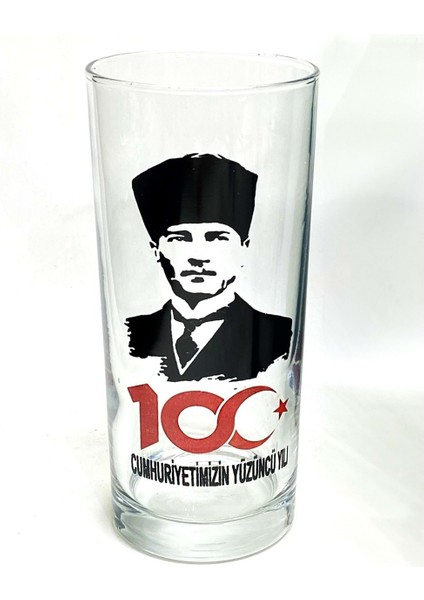 2li Atatürk Baskılı Cumhuriyetimizin 100. Yılı Özel Tasarım Cam Rakı Bardağı