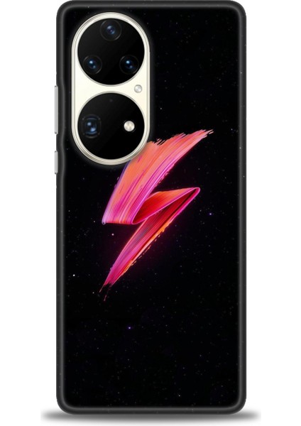 Huawei P50 Pro Kılıf Hd Baskılı - Pembe Şimşek