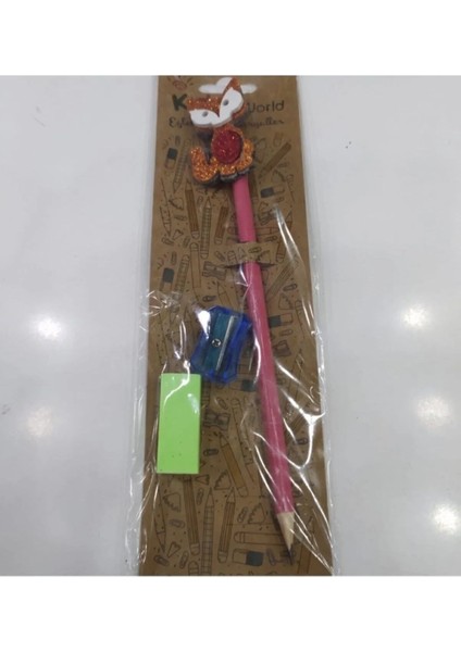 Kiddy World Figürlü Simli Kırtasiye Seti