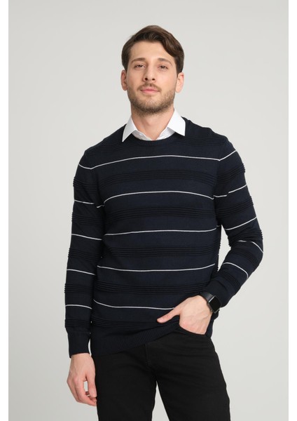 Bisiklet Yaka Çizgili KAZAK(E22-18123 fiyatları