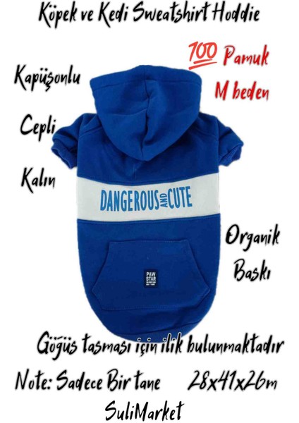 Mavi Cepli Kedi ve Köpek Sweatshirt Hoodie Pamuk