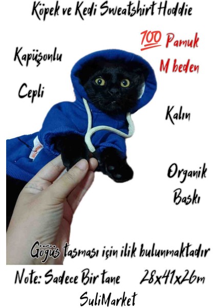 Mavi Cepli Kedi ve Köpek Sweatshirt Hoodie Pamuk fiyatları