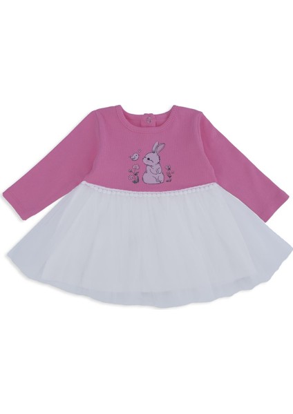 Kız Çocuk Bebek Raporlu Tavşanlı Çiçekli Tüllü Elbise