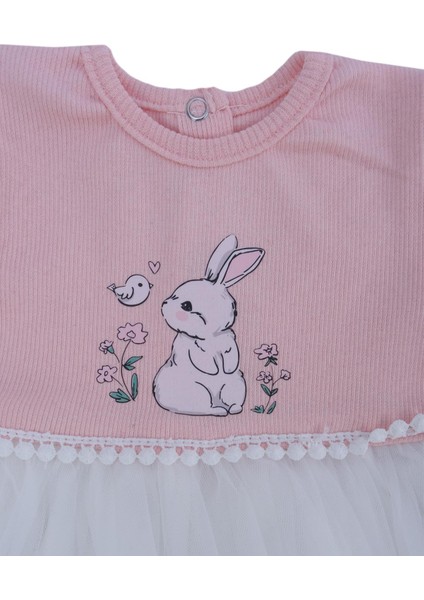 Kız Çocuk Bebek Raporlu Tavşanlı Çiçekli Tüllü Elbise
