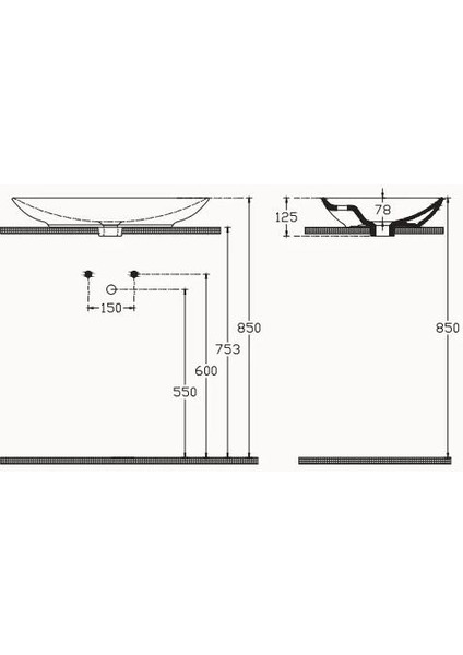 Sistemay Tezgah Üstü Lavabo 65 cm