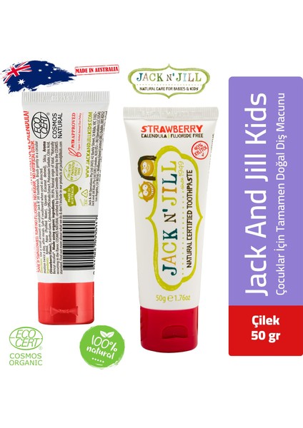 Jack N' Jill Natural Toothpaste Strawberry  Organik Çilek Aromalı Diş Macunu