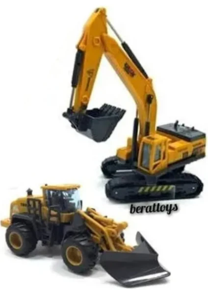 Berat Toys Berattoys Ikili Inşaat Set Iş Makinaları Ikili Iş Araçları Ekskavatör Dozer ve Kepçe Exkavatör ve Kar Küreme