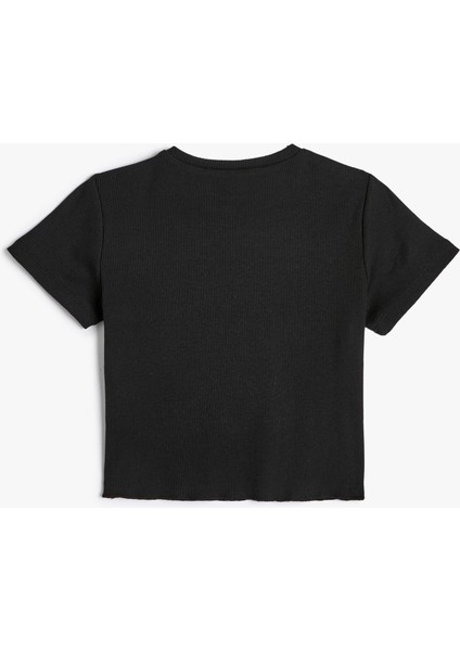 Tişört Kısa Kollu Bisiklet Yaka Kalp Pencere Detaylı Kaşkorse fiyatları