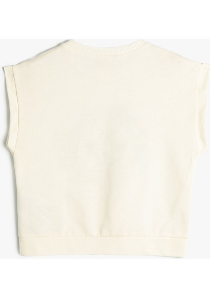 Sweatshirt Kolsuz Bisiklet Yaka Slogan Baskılı Pamuklu