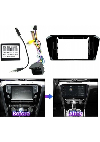 Volkswagen Passat B8 Piano Black Android Teyp Çerçeve (10 Inch) - Soket - Canbus