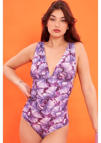 Yelpaze Desenli Mayo 51419 Lila