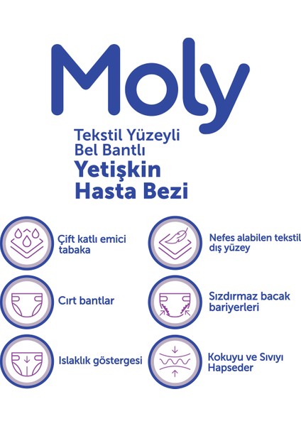 Tekstil Yüzeyli Xlarge Ekstra Büyük Boy Belbantlı Hasta Bezi 30'lu Paket