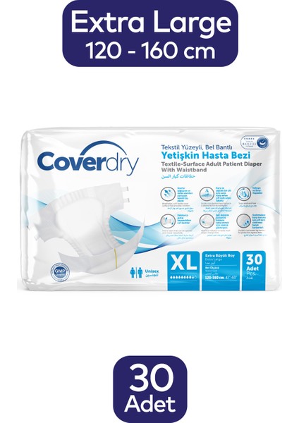 Tekstil Bel Bantlı Hasta Bezi 30LU Xlarge