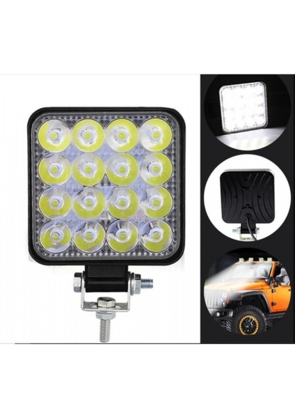 Off Road 16 LED Kare Çalışma Lambası