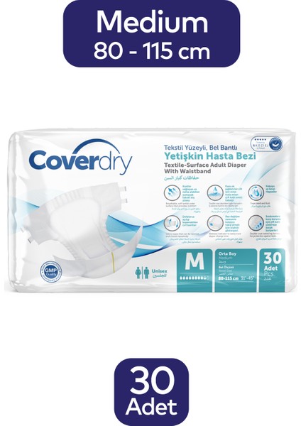 Tekstil Bel Bantlı Hasta Bezi 30'lu Medium